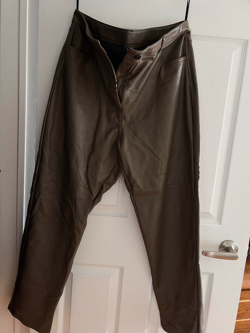 Brown Faux Leather Straight Leg Pants Size XL